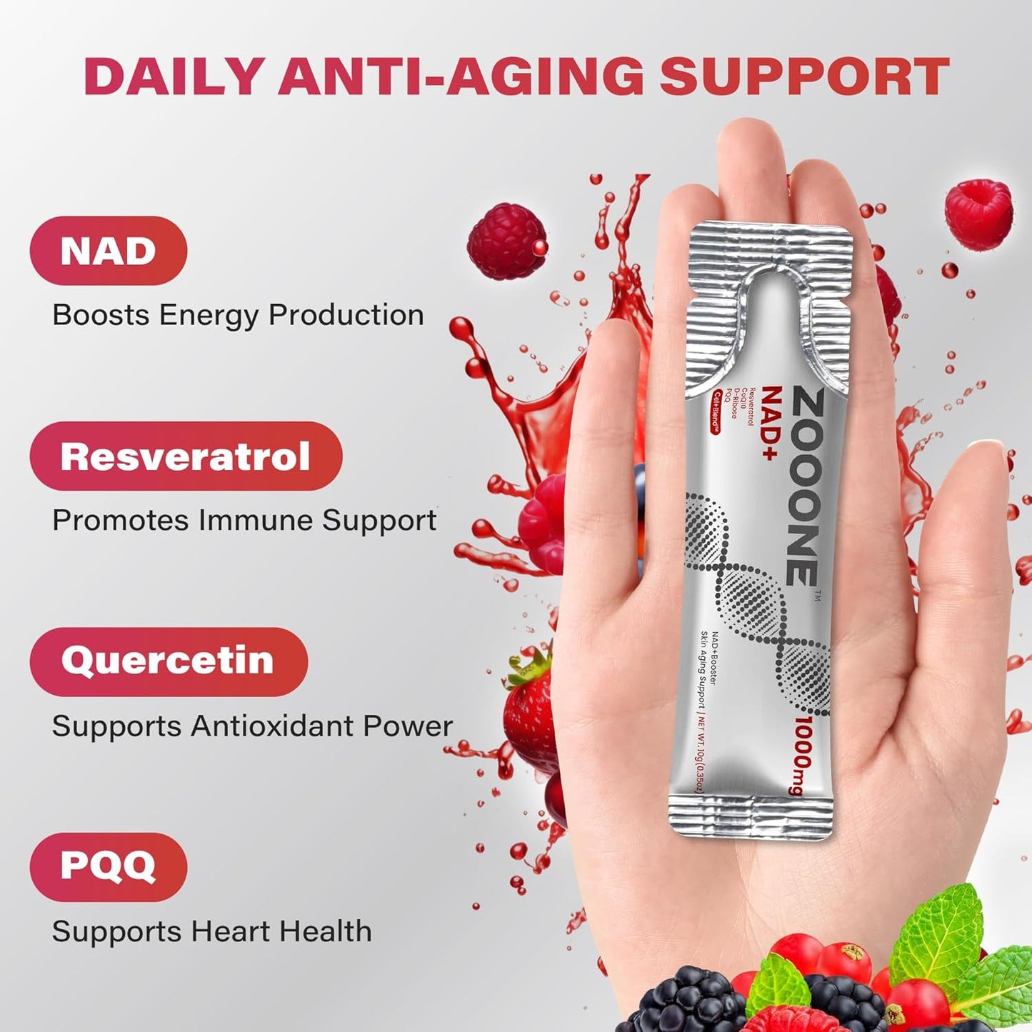 NAD+ Supplement with Resveratrol, 1000mg NMNH Supplement Alternative for Anti-Aging, Boost Energy, Support Cellular, High Purity NAD Plus for Women & Men, 30 Pockets | USA Made